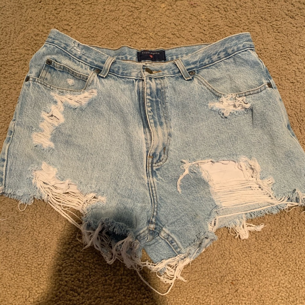 Saddlebred custom distressed high waisted shorts